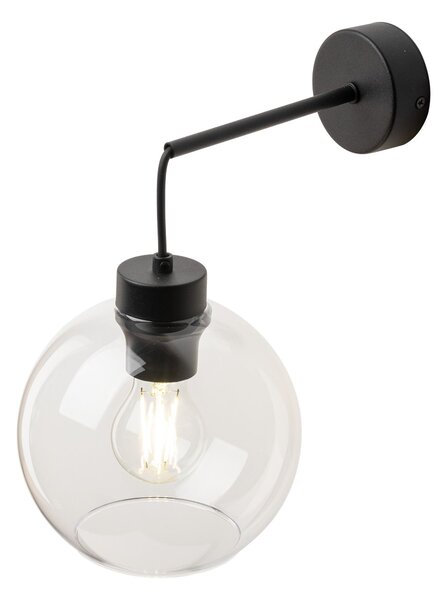 TK Lighting Černé nástěnné svítidlo Cubus s průhledným stínidlem pro žárovku E27 TK10245