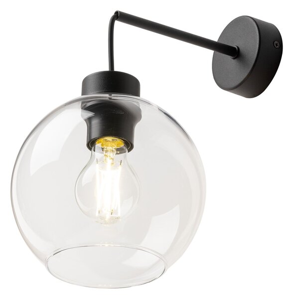 TK Lighting Černé nástěnné svítidlo Cubus s průhledným stínidlem pro žárovku E27 TK10245