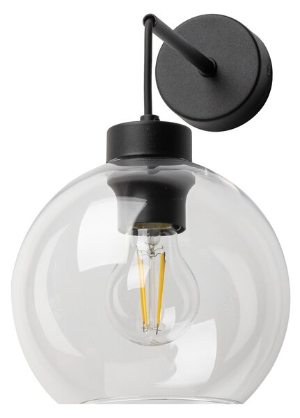 TK Lighting Černé nástěnné svítidlo Cubus s průhledným stínidlem pro žárovku E27 TK10245