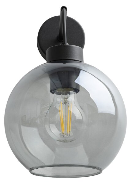 TK Lighting Černé nástěnné svítidlo Cubus s kouřovým stínidlem pro žárovku E27 TK10243