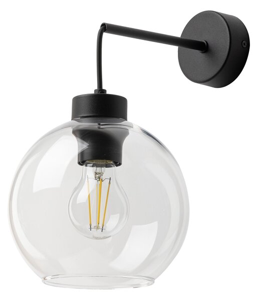 TK Lighting Černé nástěnné svítidlo Cubus s průhledným stínidlem pro žárovku E27 TK10245