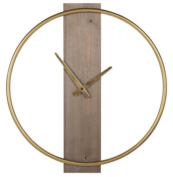 Nástěnné hodiny ø 47 cm zlaté ve světlém dřevě CASITAS