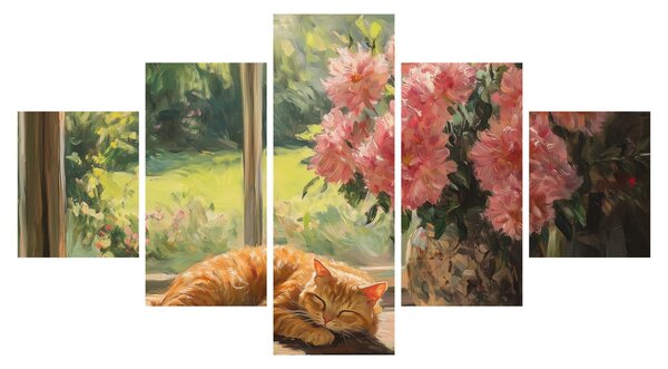 Obraz - Kočka na okně (125x70 cm)