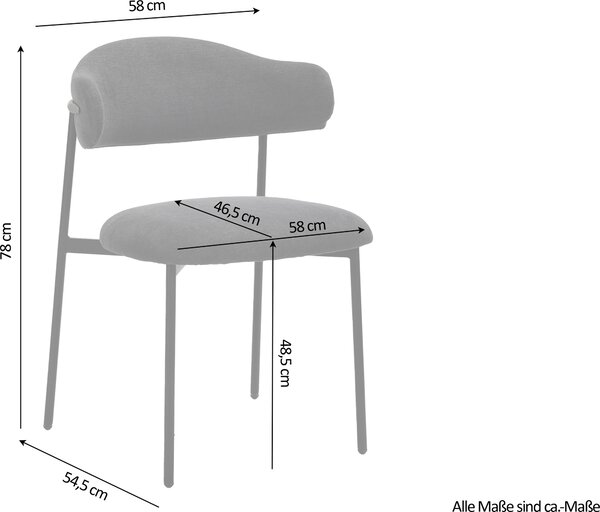 ByLIVING Sada 2 jídelních židlí JERSEY / tkanina tmavě šedá / kovová konstrukce černá / šířka 58, výška 78, hloubka 54,5 cm
