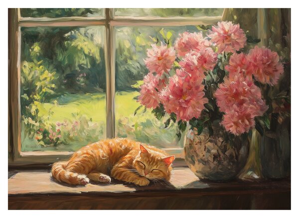 Obraz - Kočka na okně (70x50 cm)