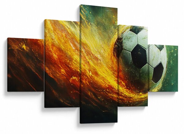 Obraz - Fotbalový míč v letu (125x70 cm)