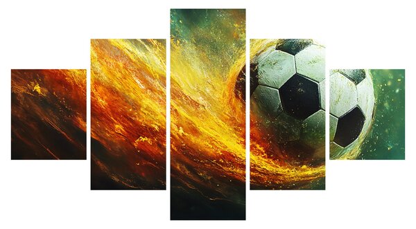 Obraz - Fotbalový míč v letu (125x70 cm)