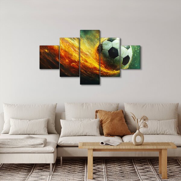 Obraz - Fotbalový míč v letu (125x70 cm)