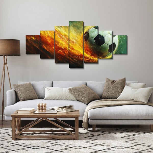 Obraz - Fotbalový míč v letu (210x100 cm)