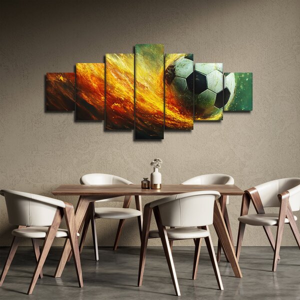 Obraz - Fotbalový míč v letu (210x100 cm)