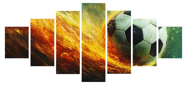 Obraz - Fotbalový míč v letu (210x100 cm)