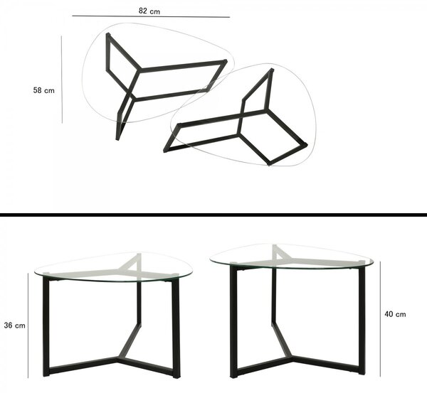 Hanah Home Set konferenčních stolků Bellisimo 82 cm černý