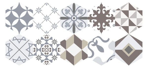 Sada 10 samolepek na podlahu Ambiance Floor Stickers Hexagons Mariana, 40 x 90 cm
