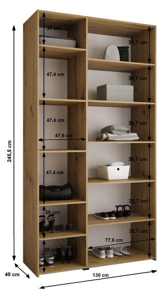 Šatní skříň 130 cm Carmela 40-4 (bílá + černá)