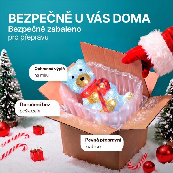 Vánoční dekorace - LED akrylový medvídek