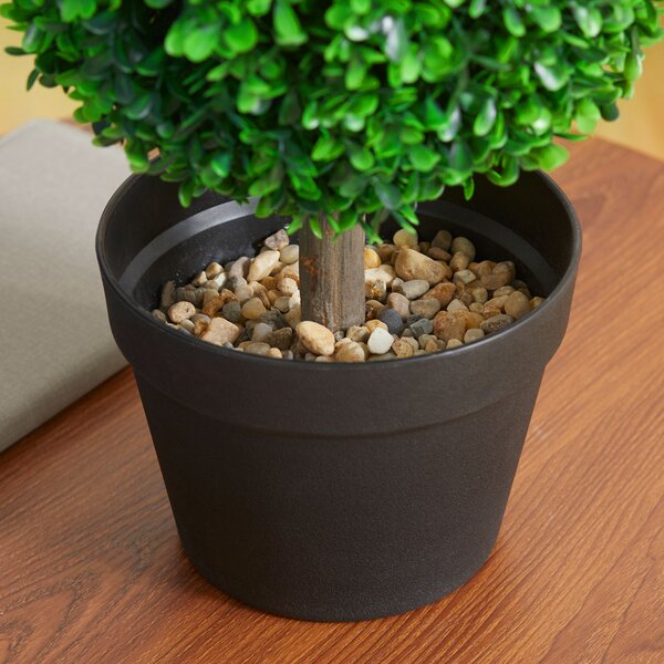 HOMCOM 2-pack Velký Umělý Přírodní Buxus 60 cm, UV Odolná Umělá Rostlina, Plastové Umělé Rostliny v Potu, Umělý Strom, Vypadají Skvěle do Obývacího Po