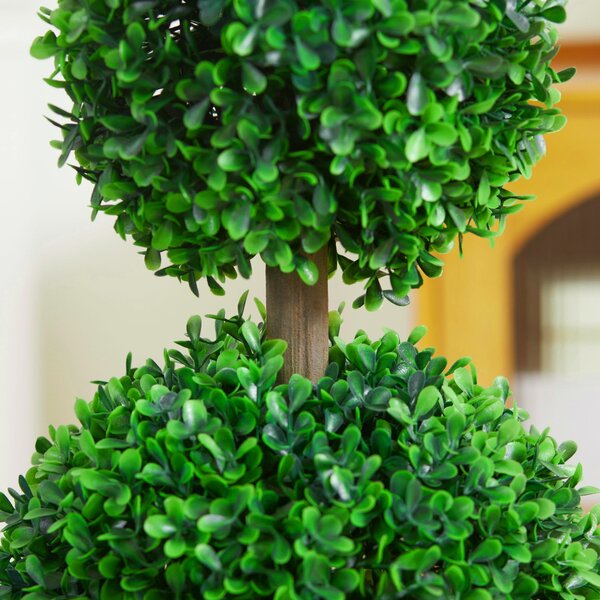 HOMCOM 2-pack Velký Umělý Přírodní Buxus 60 cm, UV Odolná Umělá Rostlina, Plastové Umělé Rostliny v Potu, Umělý Strom, Vypadají Skvěle do Obývacího Po