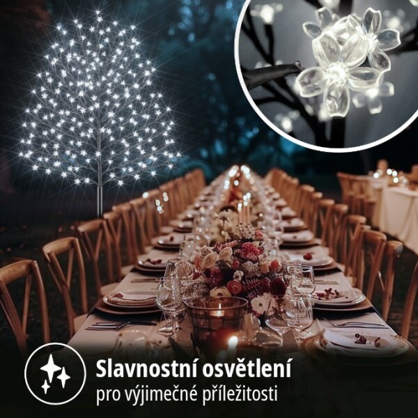 LED světelný strom třešňový květ 180 cm – studená bílá