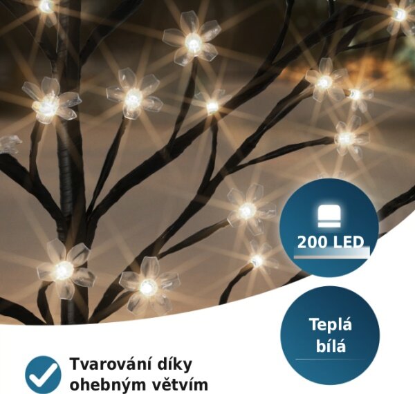 LED světelný strom třešňový květ 180 cm – teplá bílá