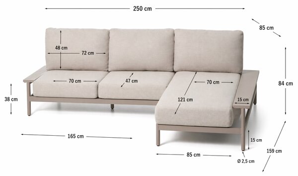 Kave Home Béžová zahradní rohová pohovka Vathi 250 cm, pravá
