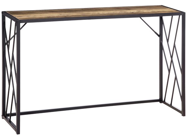 HOMCOM Konferenční stolek, Boční stolek s ocelovými nohami, 120 x 35 x 75 cm, Průmyslový stůl do chodby, Konec stolu, do malých prostor, Vstup, Chodba