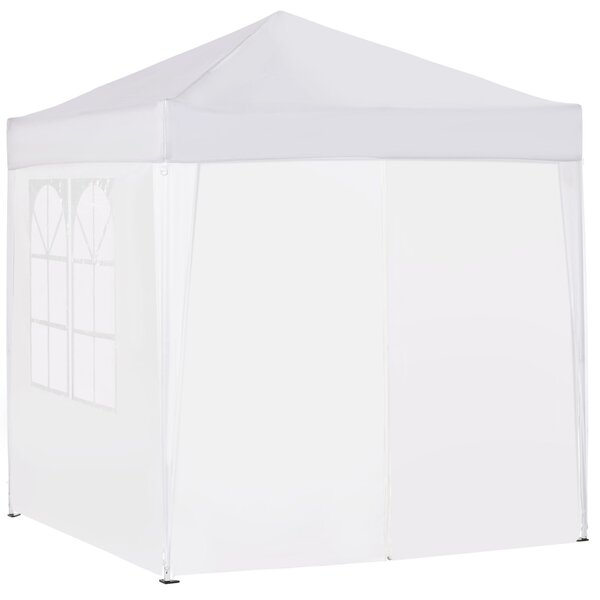 Outsunny Pavilon 2x2m Vodotěsný, Skládací Pavilon s 4 Bočními Stěnami, Okna s Odtokovými Otvory, Skládací Party Stan UV 30+, Zahradní Altán s Přenosno