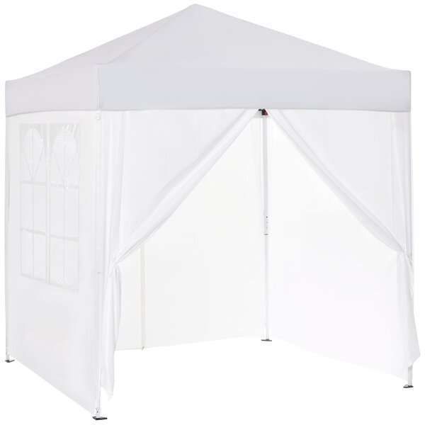 Outsunny Pavilon 2x2m Vodotěsný, Skládací Pavilon s 4 Bočními Stěnami, Okna s Odtokovými Otvory, Skládací Party Stan UV 30+, Zahradní Altán s Přenosno
