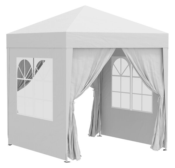 Outsunny Pavilon 2x2m Vodotěsný, Skládací Pavilon s 4 Bočními Stěnami, Okna s Odtokovými Otvory, Skládací Party Stan UV 30+, Zahradní Altán s Přenosno