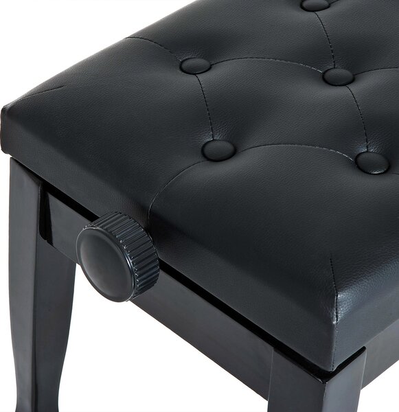HOMCOM Klavírní Stolička Klavírní Lavice Nastavitelná Výška Stolička pro Hudební Nástroje Pevné Dřevo Umělá Kůže Černá 64 x 35 x 45-55 cm | Aosom