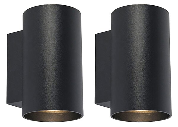 Sada 2 moderních nástěnných svítidel černé kulaté - Sandy