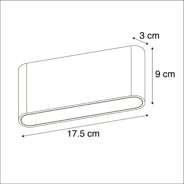 Sada 2 venkovních nástěnných svítidel tmavě šedá 17,5 cm vč. LED - Batt