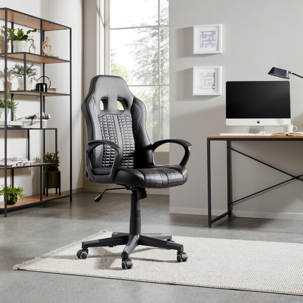 HERNÍ ŽIDLE, vzhled kůže, síťovina, šedá, černá MID.YOU - Online Only kancelářské židle, Online Only