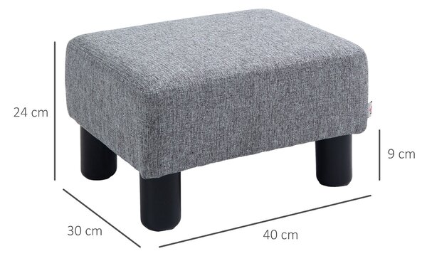 HOMCOM Čalouněný Puff S Poduškou ve Stylu Len pro Ložnici, Obývací Pokoj, Šedý | Aosom