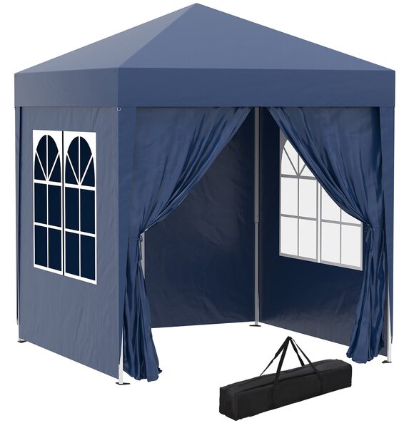 Outsunny Pavilon 2x2m Voděodolný, Pop-Up Skládací Pavilon se 4 Bočními Stěnami, Okenními Odtokovými Otvory, Skládací Party Stan UV 30+, Zahradní Stan