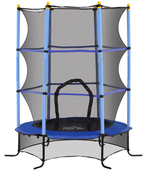 HOMCOM Dětská trampolína Ø163 cm, trampolína se síťkou, krytem okrajů, zahradní trampolína pro děti 3-10 let, max. nosnost 50 kg, modrá | Aosom