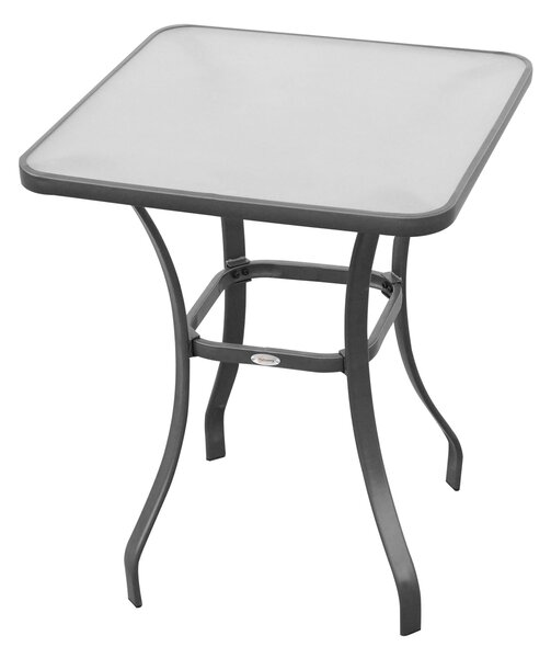 Zahradní stůl Outsunny Bistro s tvrzeným sklem + kov Černý L68,5xW68,5xH84cm | Aosom