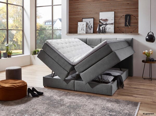 POSTEL BOXSPRING, 160/200 cm, šedá Carryhome - Postele s úložným prostorem, Online Only