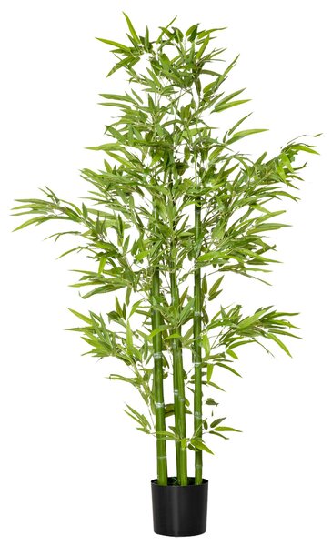 HOMCOM Velká Umělá Bambu 150 cm - Plastová Bambu Umělé Rostliny s Umělým Mechem v Květináči pro Obývací Pokoj, Ložnici a Zahradu | Aosom