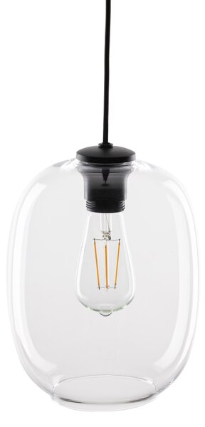 TK Lighting Černý závěsný lustr Elio s průhledným stínidlem pro žárovku E27 TK4339