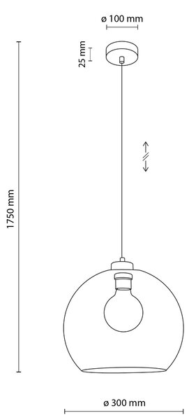 TK Lighting Černý závěsný lustr Cubus s průhledným stínidlem pro žárovku E27 TK2076