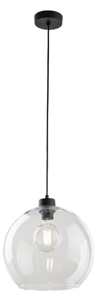 TK Lighting Černý závěsný lustr Cubus s průhledným stínidlem pro žárovku E27 TK2076