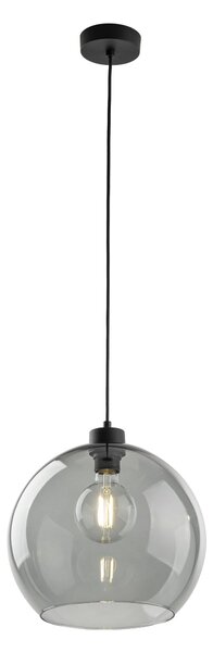 TK Lighting Černý závěsný lustr Cubus s kouřovým stínidlem pro žárovku E27 TK4292