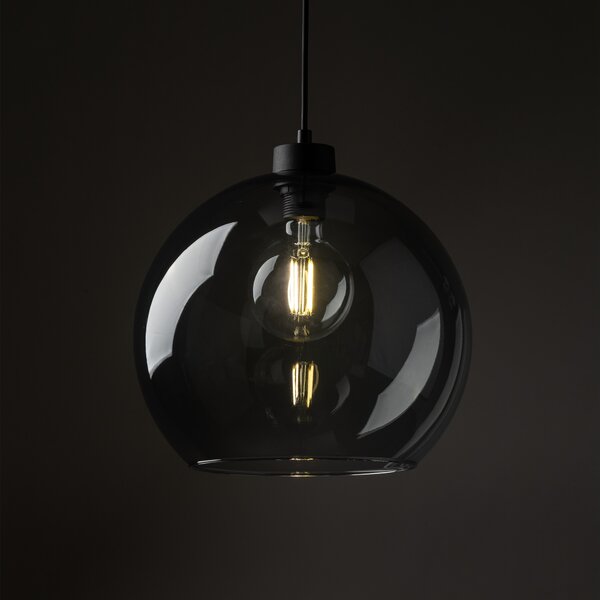 TK Lighting Černý závěsný lustr Cubus s kouřovým stínidlem pro žárovku E27 TK4292