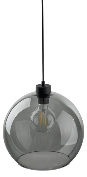 TK Lighting Černý závěsný lustr Cubus s kouřovým stínidlem pro žárovku E27 TK4292