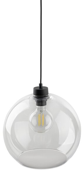 TK Lighting Černý závěsný lustr Cubus s průhledným stínidlem pro žárovku E27 TK2076