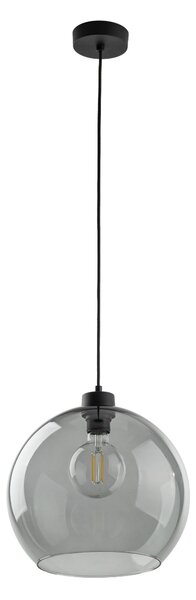 TK Lighting Černý závěsný lustr Cubus s kouřovým stínidlem pro žárovku E27 TK4292