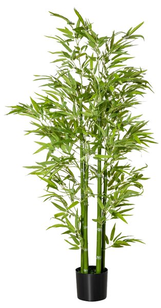 HOMCOM Velká Umělá Bambu 150 cm - Plastová Bambu Umělé Rostliny s Umělým Mechem v Květináči pro Obývací Pokoj, Ložnici a Zahradu | Aosom