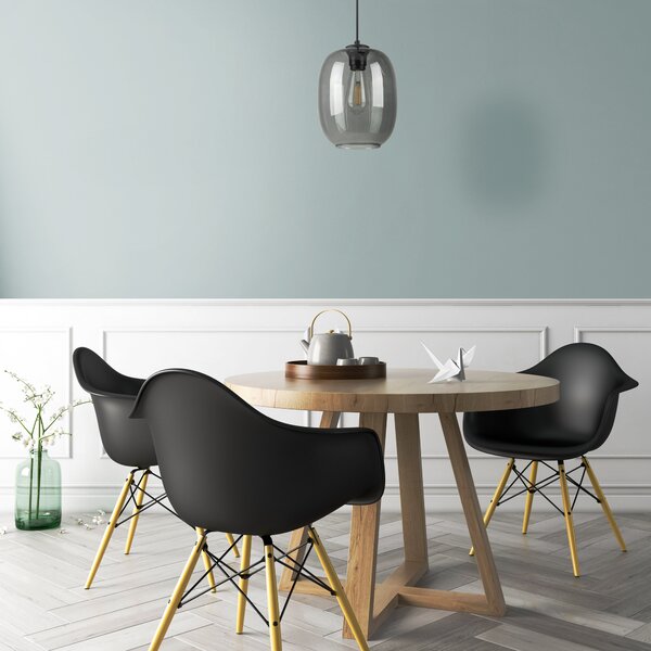 TK Lighting Černý závěsný lustr Elio s kouřovým stínidlem pro žárovku E27 TK5971
