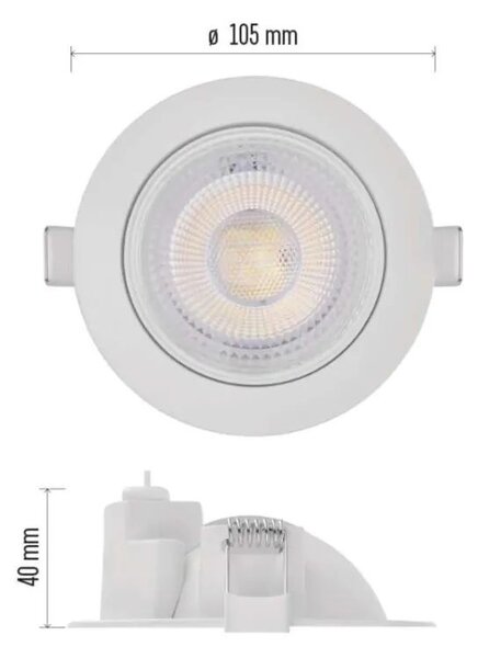 EMOS Bílé LED bodové svítidlo GERI 105mm 6,5W CCT s výklopným rámečkem ZV1160