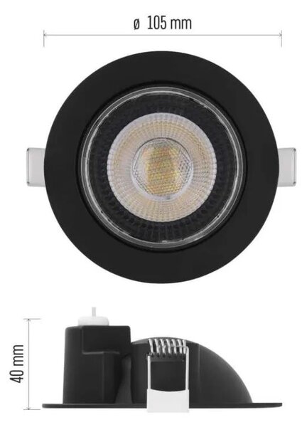 EMOS Černé LED bodové svítidlo GERI 105mm 6,5W CCT s výklopným rámečkem ZV1161